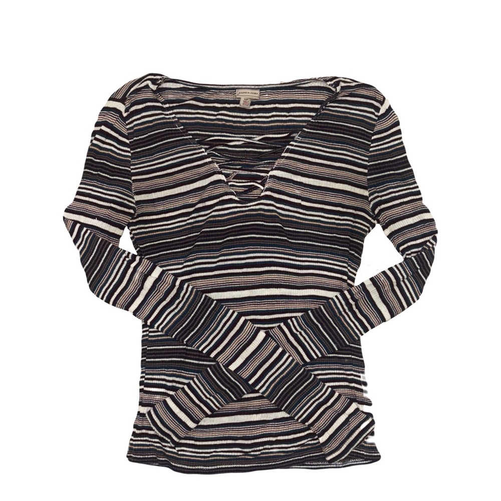 Cape Juby Black and White Fitted Ribbed Blouse